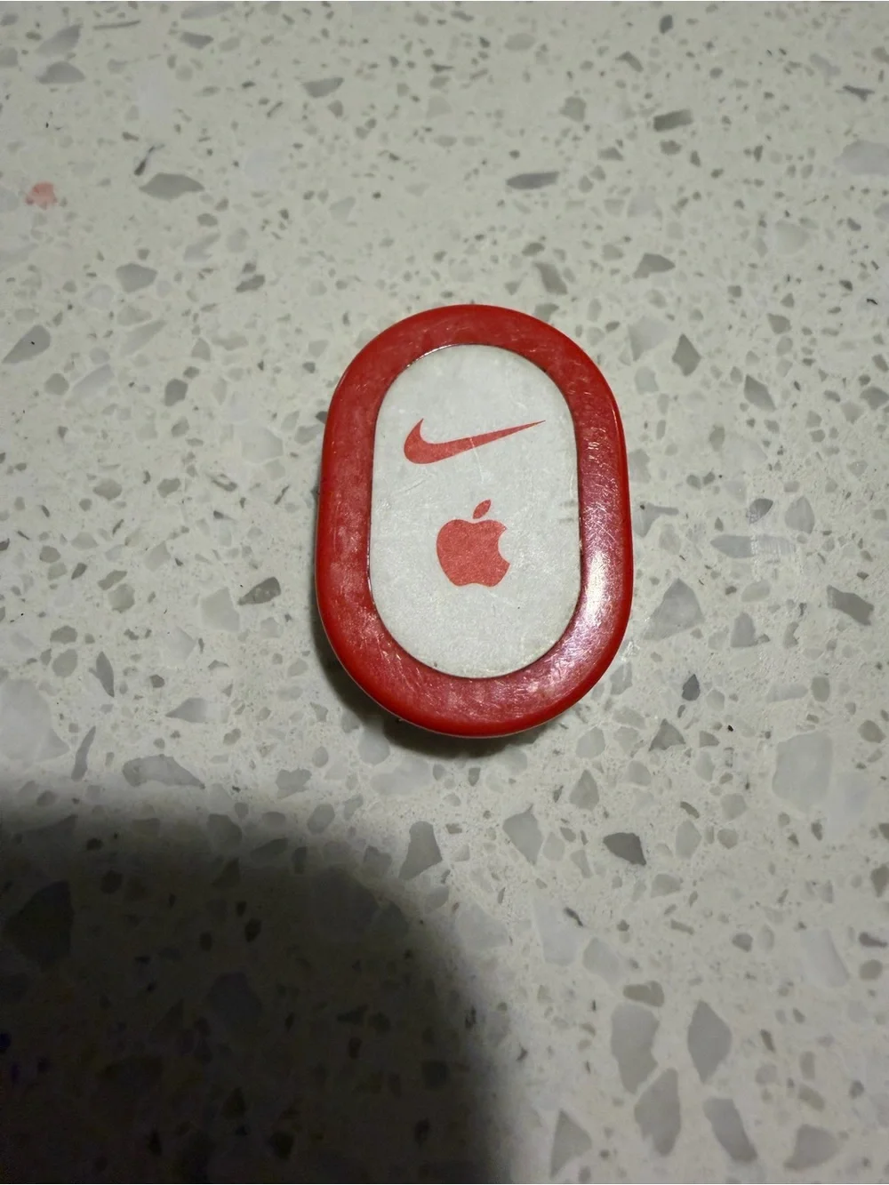 Apple Red Oval Phone Grip with Nike and Apple Logos